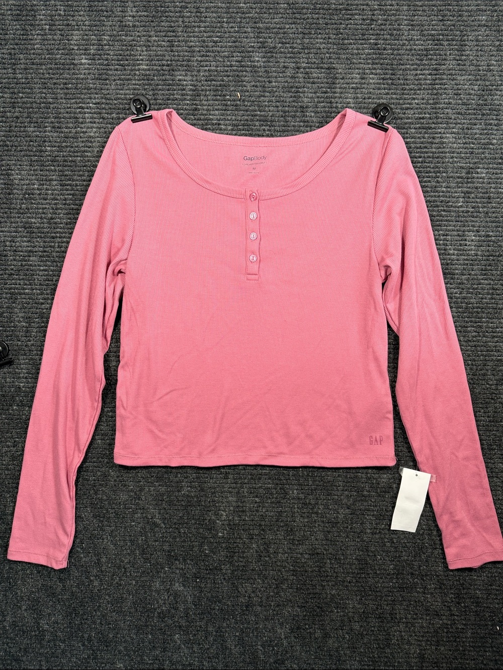 GAP Heather Rose Pink Long-Sleeve Henley Top NWT